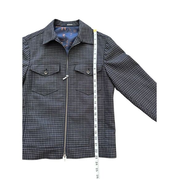 Slim Fit Murano Plaid Jacket Black And Blue Small Fashion Classy Zip Up - Picture 5 of 7